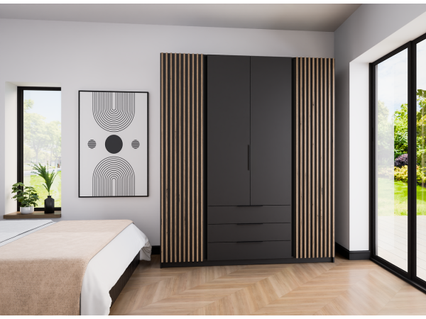 Szafa Kaja kolor czarny. 2 lamele + 2 fronty + szuflady