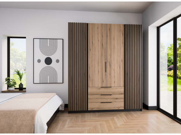 Szafa Kaja kolor dąb evoke / czarny. 2 lamele + 2 fronty...