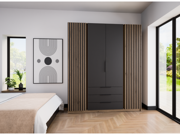 Szafa Kaja kolor czarny / dąb evoke. 2 lamele + 2 fronty...