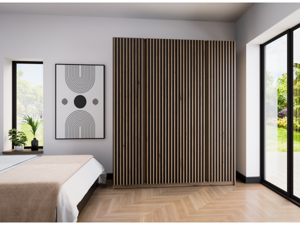 Szafa Kaja kolor czarny / dąb evoke . 4 lamele