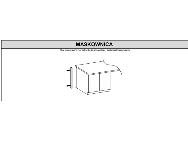 Maskownica między szafkami a ścianą kolor Czarny