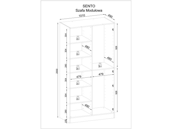 Szafa modułowa SANDBOX 100cm kolor Sento