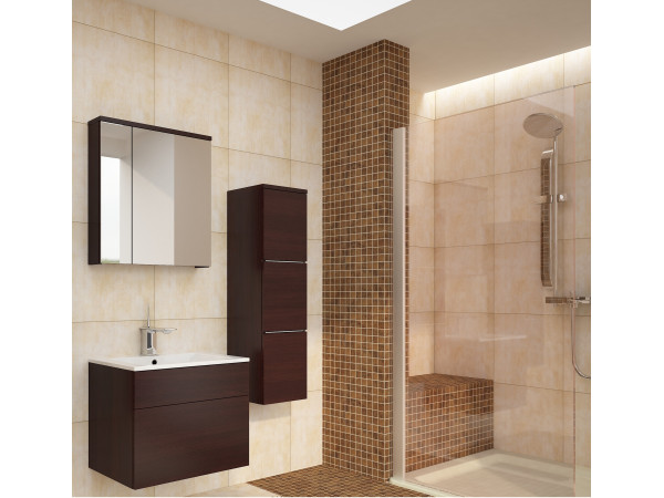 Szafka z umywalką + Lustro + Słupek Wysoki PORTO kolor Wenge