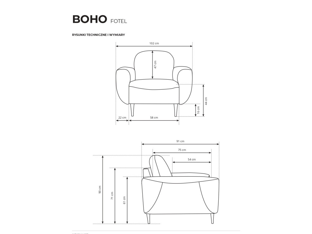 Fotel Boho, Różne kolory.