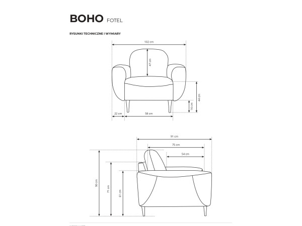 Fotel Boho, Różne kolory.