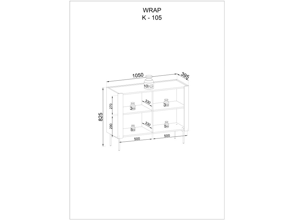 Komoda K105 2 Fronty WRAP kolor orzech warmia /...