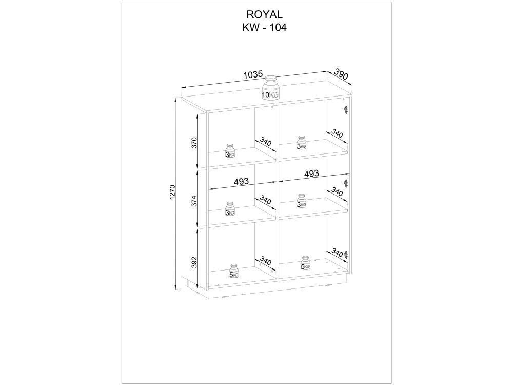 Komoda Wysoka Royal KW104 2 Fronty, kolor...