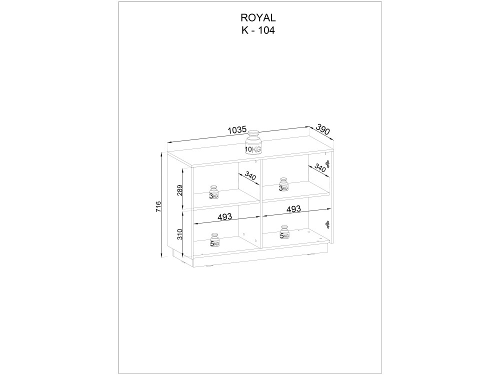 Komoda Royal K104 2 Fronty, kolor Beż Piaskowy....