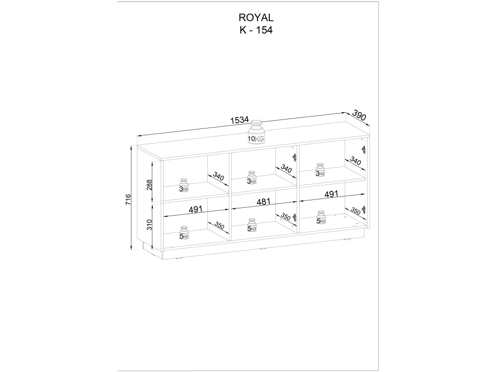 Komoda Royal K154 3 Fronty, kolor Beż Piaskowy....