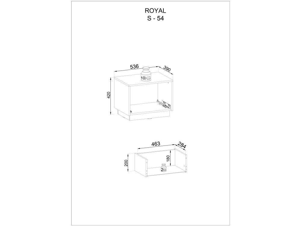 Stolik Nocny Royal z szufladą, kolor Beż...