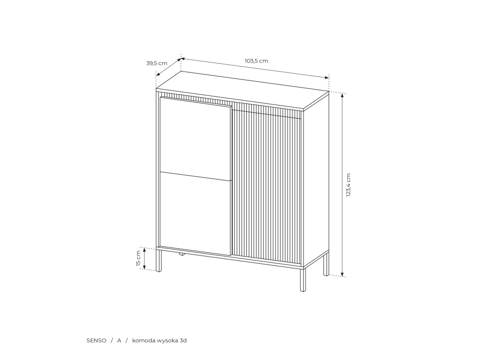 Komoda Wysoka 3 fronty Senso, kolor Czarny....