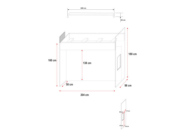 Łóżko młodzieżowe Raj V, kolor Szary. P/L