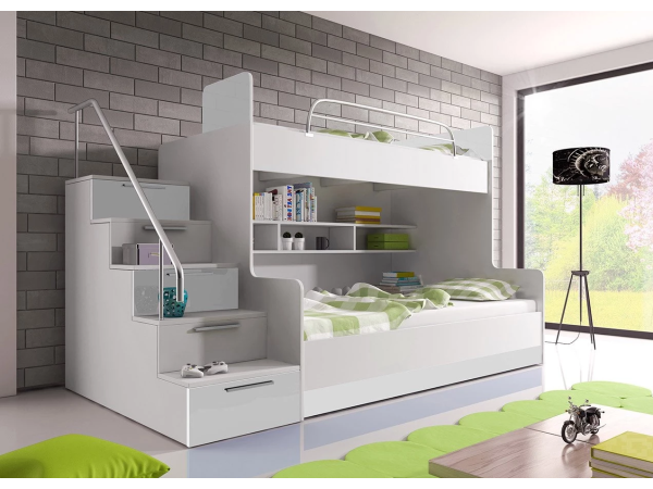 Łóżko piętrowe Raj II, kolor Biały. P/L