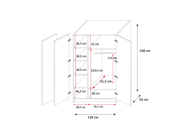 Meble Młodzieżowe Raj III, kolor Biały.