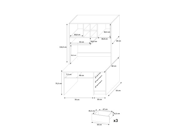 Meble Młodzieżowe Raj III, kolor Szary.