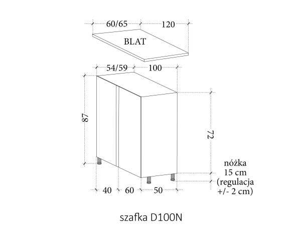 Szafka kuchenna dolna Sorento D100N P/L narożnik prosty