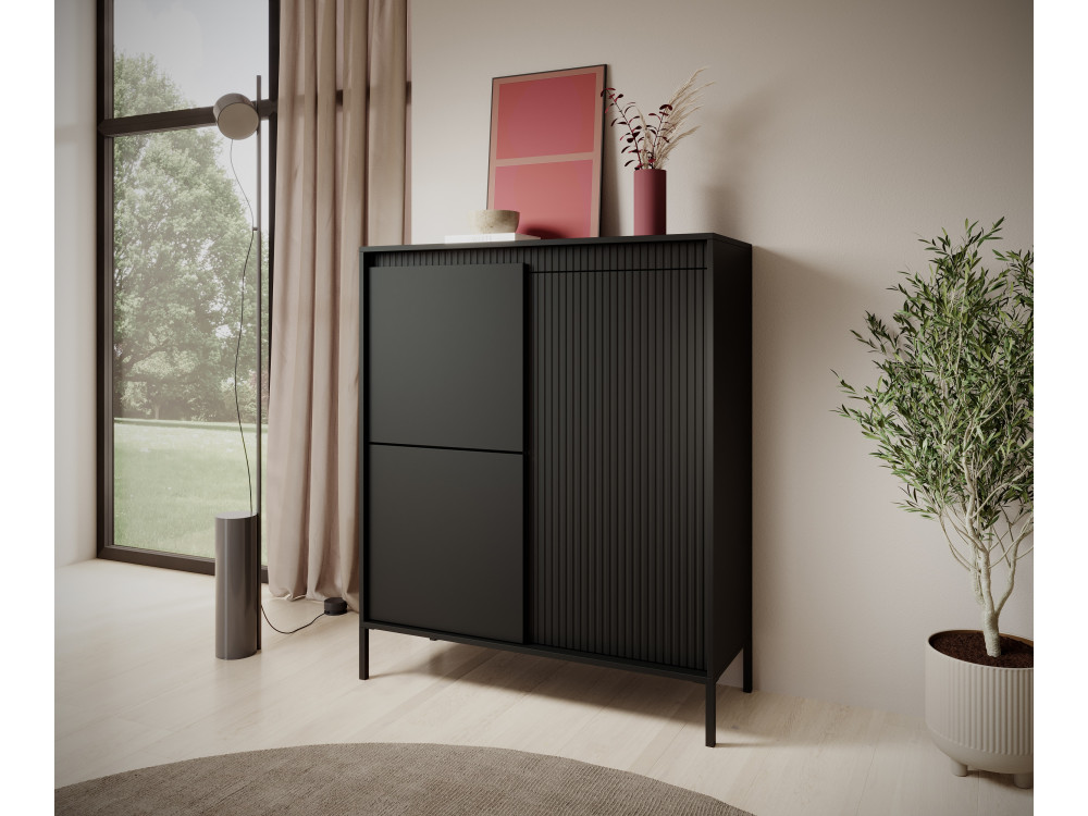 Komoda Wysoka 3 fronty Senso, kolor Czarny....