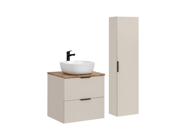 Zestaw Meblowy 60Cm Z Blatem, 1 Umywalką Nablatową Smile I Szafką Wysoką