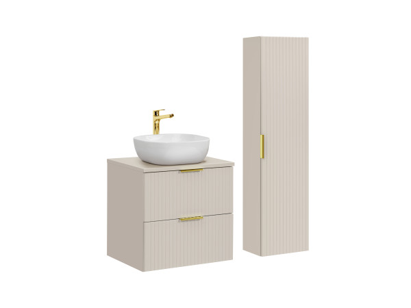 Zestaw Meblowy 60Cm Z Blatem, 1 Umywalką Nablatową Smile I Szafką Wysoką