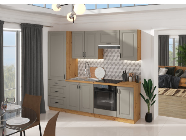 KUCHNIA STILO CLAY GREY + DĄB ARTISAN. Dowolna Konfiguracja Szafek.