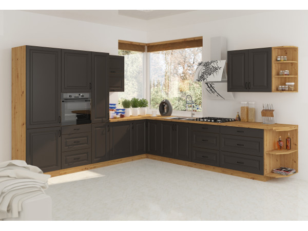 KUCHNIA STILO GRAFIT + DĄB ARTISAN. Dowolna Konfiguracja Szafek.