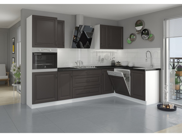 KUCHNIA STILO GRAFIT + BIAŁY. Dowolna Konfiguracja Szafek.