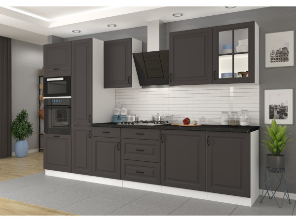 KUCHNIA STILO GRAFIT + BIAŁY. Dowolna Konfiguracja Szafek.