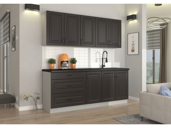 KUCHNIA STILO GRAFIT + BIAŁY. Dowolna Konfiguracja Szafek.