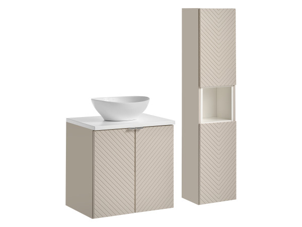 Zestaw meblowy 60cm z blatem, umywalką nablatową lola i szafką wysoką