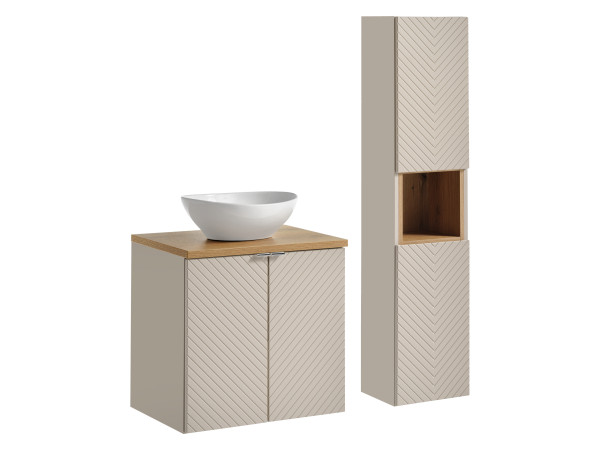 Zestaw meblowy 60cm z blatem, umywalką nablatową lola i szafką wysoką