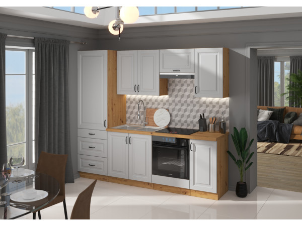 KUCHNIA STILO BIAŁY MAT + DĄB ARTISAN. Dowolna...