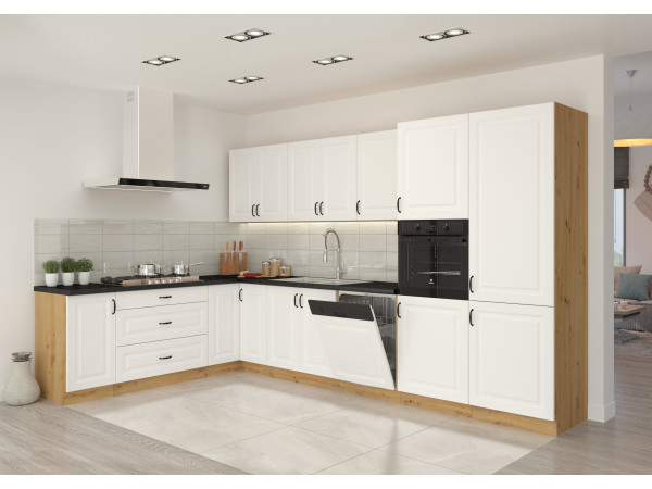 KUCHNIA STILO BIAŁY MAT + DĄB ARTISAN. Dowolna Konfiguracja Szafek.