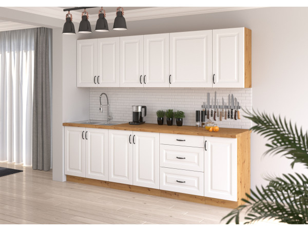 KUCHNIA STILO BIAŁY MAT + DĄB ARTISAN. Dowolna...