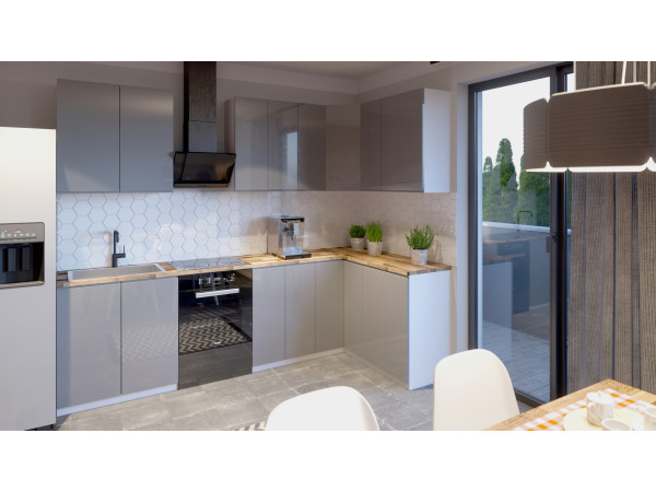 Przykładowe zestawienie kuchni Aspen Szary Połysk