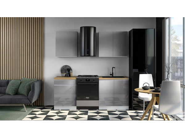 Przykładowe zestawienie kuchni Aspen Szary Połysk 2m