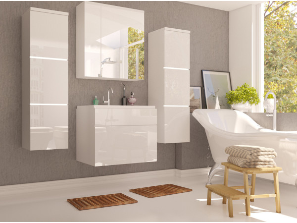 MEBLE ŁAZIENKOWE PORTO Biały Połysk z umywalką.