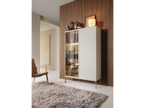 Witryna wysoka z oś. Led, SENTO kolor Kaszmir. Meble...