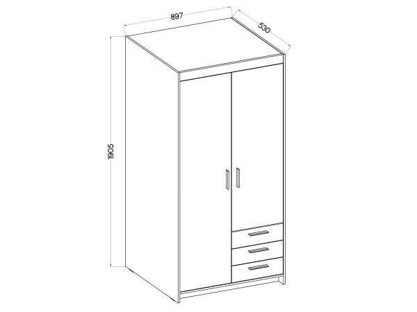 SZAFA ELENA 2 fronty + nadstawka + 3 szuflady. Biała