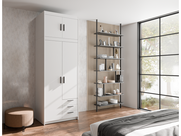 SZAFA ELENA 2 fronty + nadstawka + 3 szuflady. Biała