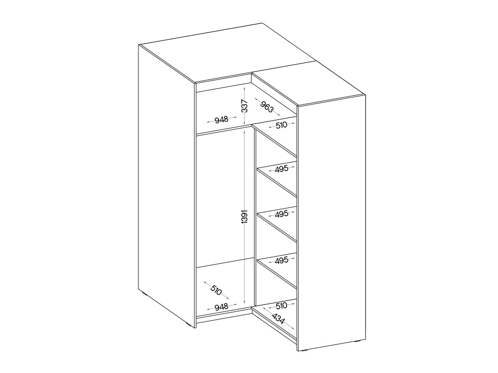 SZAFA ELENA 2D Narożna. Biała