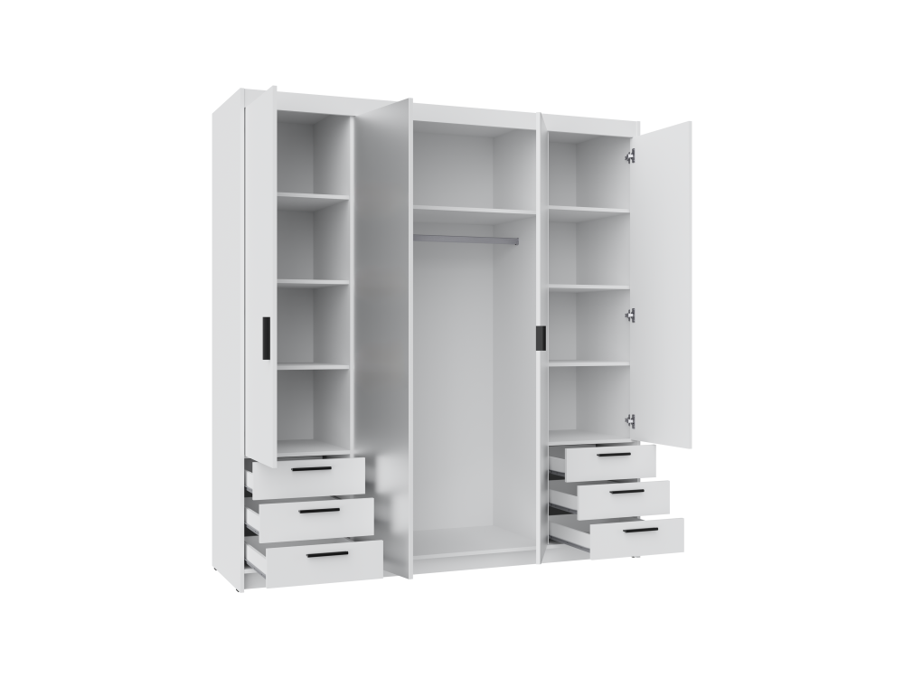 SZAFA ELENA 4 fronty z Lustrem + 6 szuflad. Biała