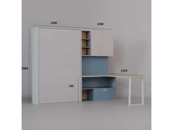 Zestaw Łóżko Półkotapczan kolor Niebieski z Biurkiem Narożnym Flexi Bed Lumi