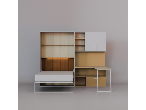 Zestaw Łóżko Półkotapczan kolor Żółty z Biurkiem Narożnym...