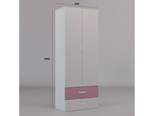 Zestaw Lumio Półkotapczan z Biurkiem, Komodą 3S i Szafą kolor Różowy