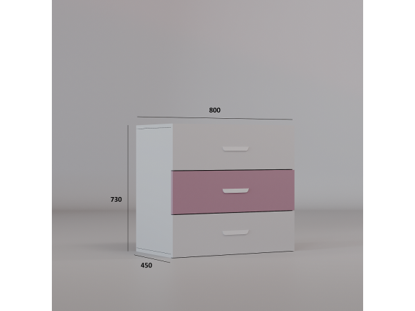 Zestaw Lumio Półkotapczan z Biurkiem, Komodą 3S i Szafą kolor Różowy