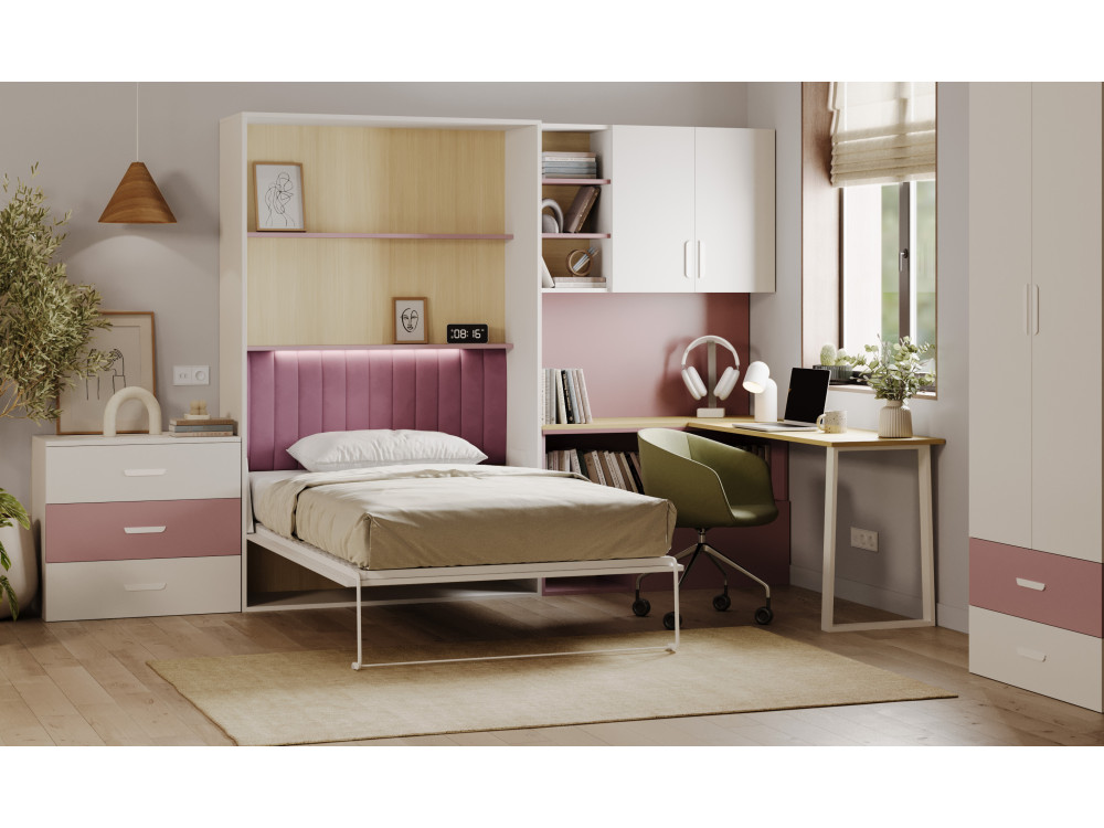 Zestaw Lumio Półkotapczan z Biurkiem, Komodą 3S...