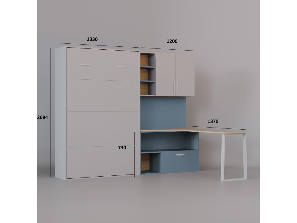 Zestaw Lumio Półkotapczan z Biurkiem, Komodą 3S...