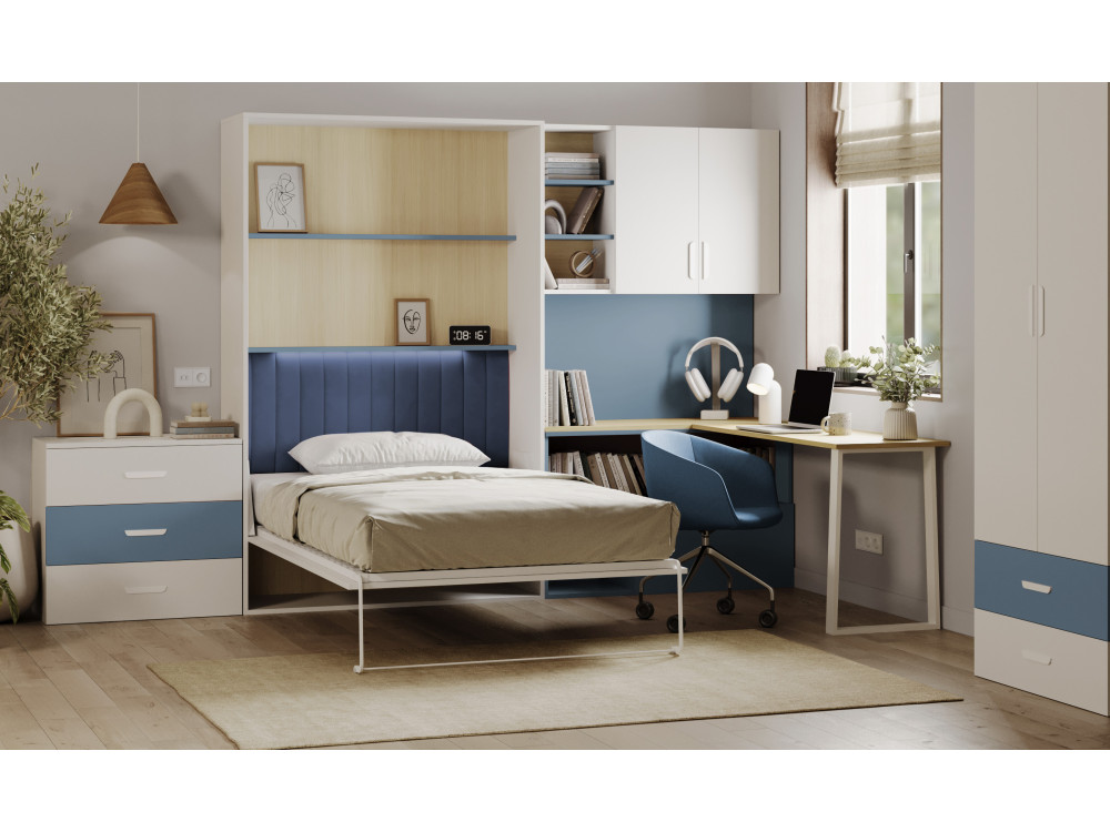 Zestaw Lumio Półkotapczan z Biurkiem, Komodą 3S...