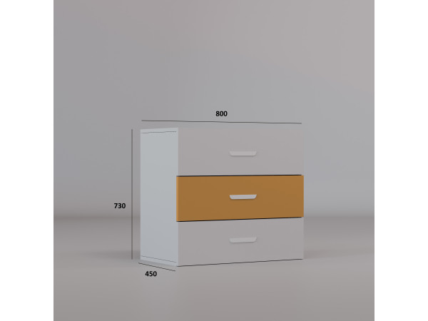 Zestaw Lumio Półkotapczan z Biurkiem, Komodą 3S i Szafą kolor Żółty