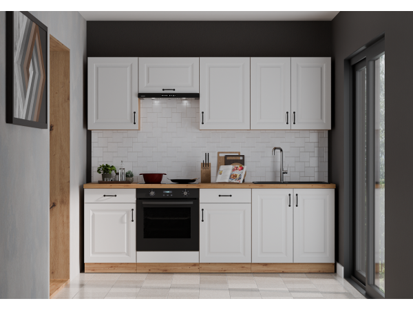 KUCHNIA STILO BIAŁY MAT + DĄB ARTISAN. Dowolna Konfiguracja Szafek.